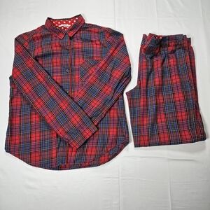 Victoria’s Secret Red Plaid Pajama Set Small Cotton Button Down Sleepwear